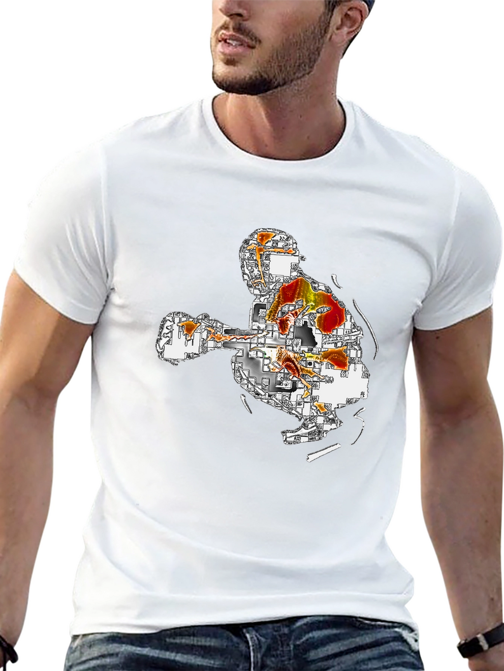 Abstract Art Graphic Tee - Black Casual T-Shirt