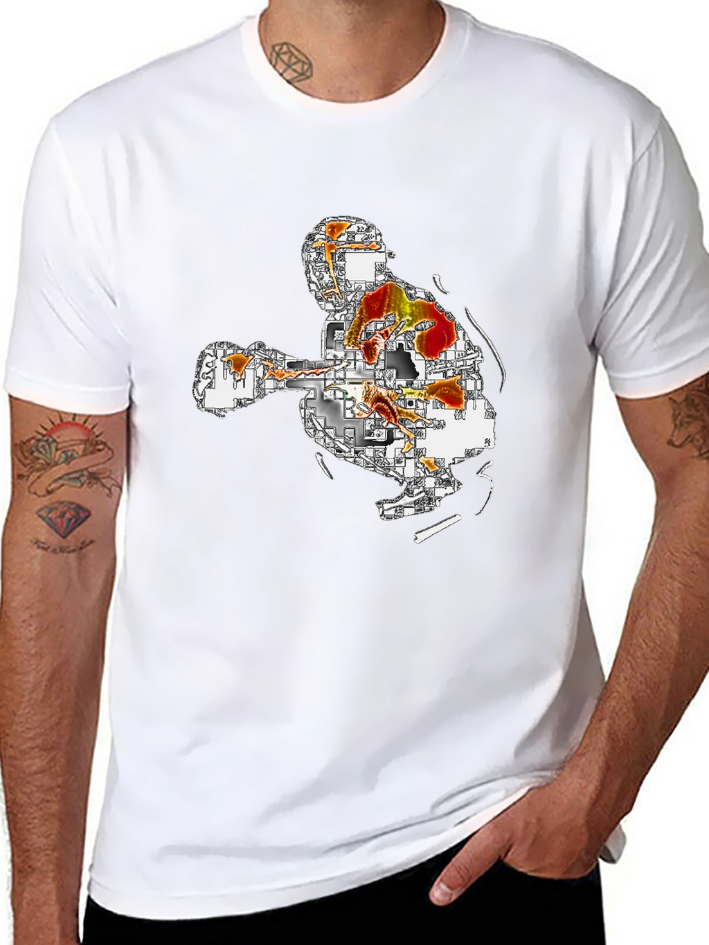 Abstract Art Graphic Tee - Black Casual T-Shirt