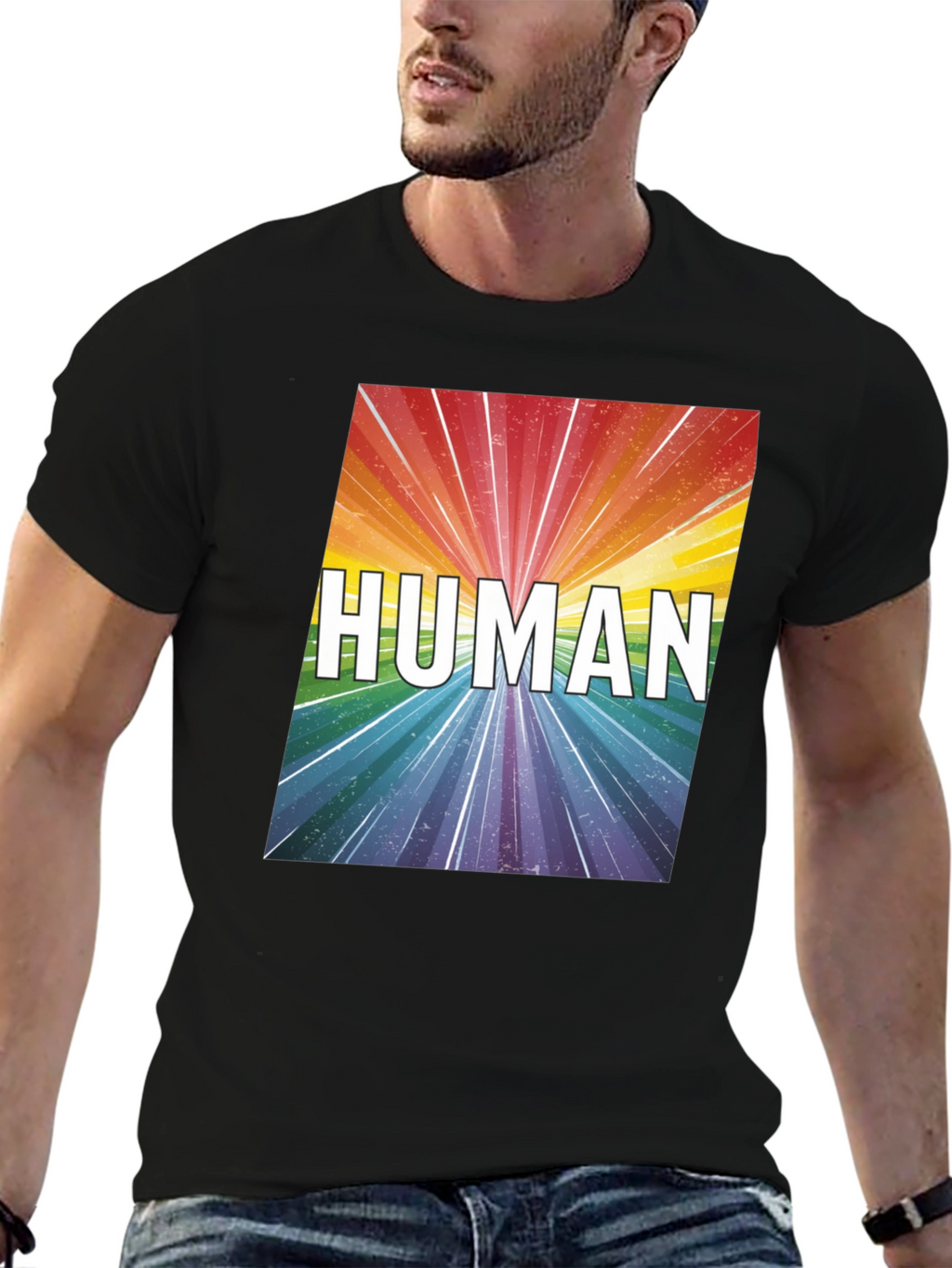 Human Rainbow Graphic Tee - Equality Pride T-Shirt