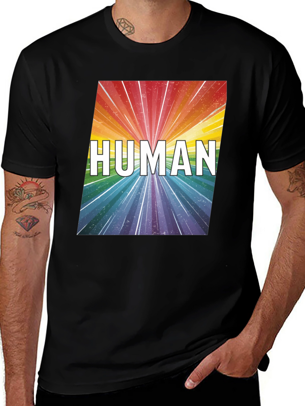 Human Rainbow Graphic Tee - Equality Pride T-Shirt