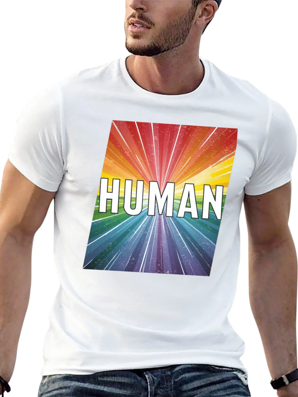 Human Rainbow Graphic Tee - Equality Pride T-Shirt
