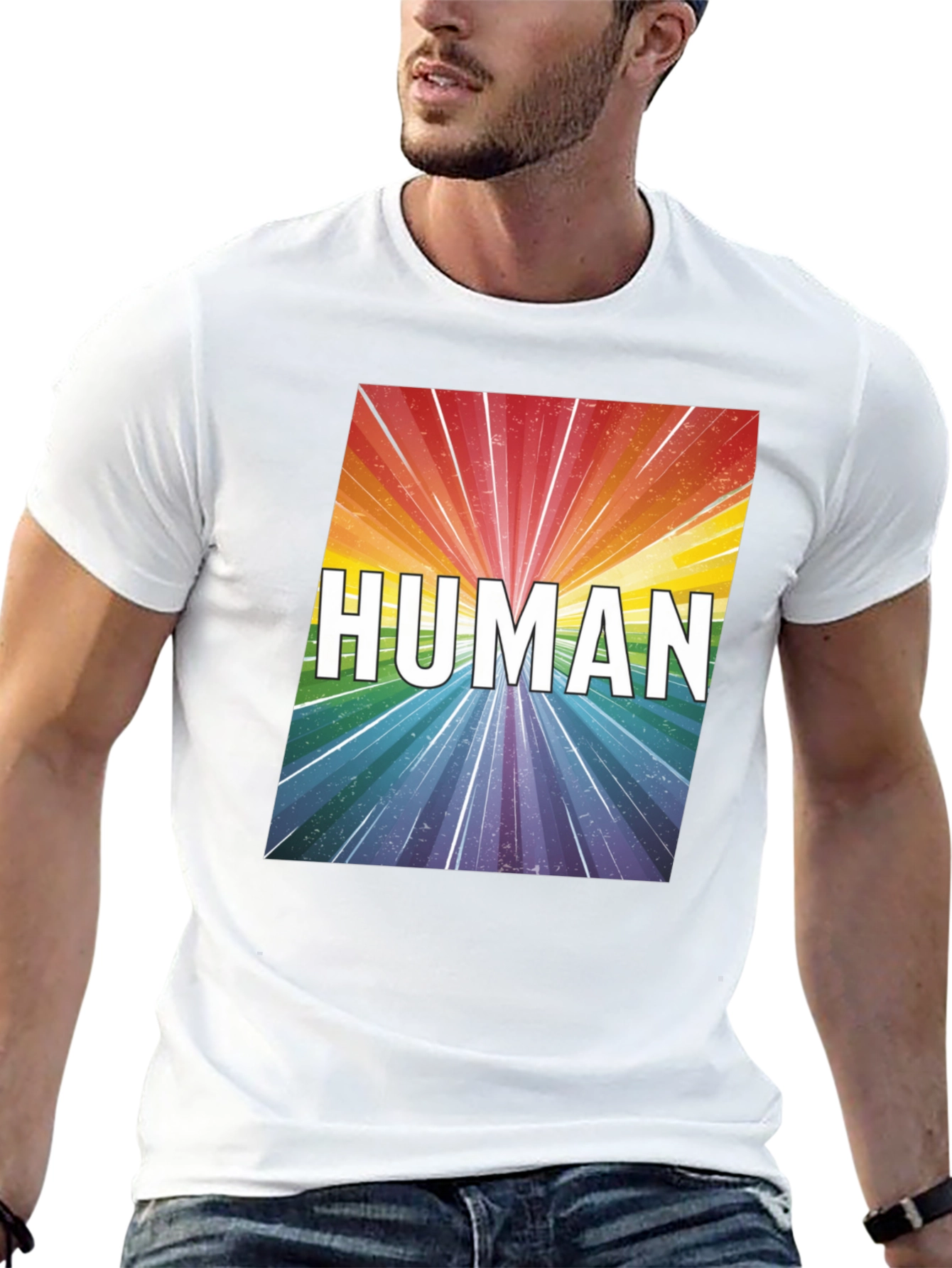 Human Rainbow Graphic Tee - Equality Pride T-Shirt