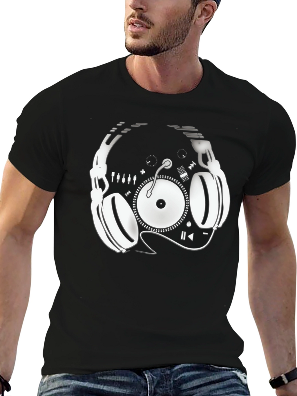 DJ Headphone Turntable Graphic Tee