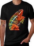 Chameleon Graphic Print Crew Neck T-Shirt
