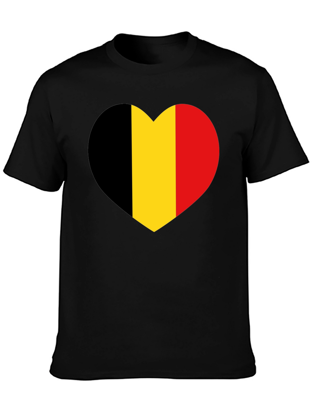 Belgium Flag Heart Graphic Tee - Black Cotton Shirt
