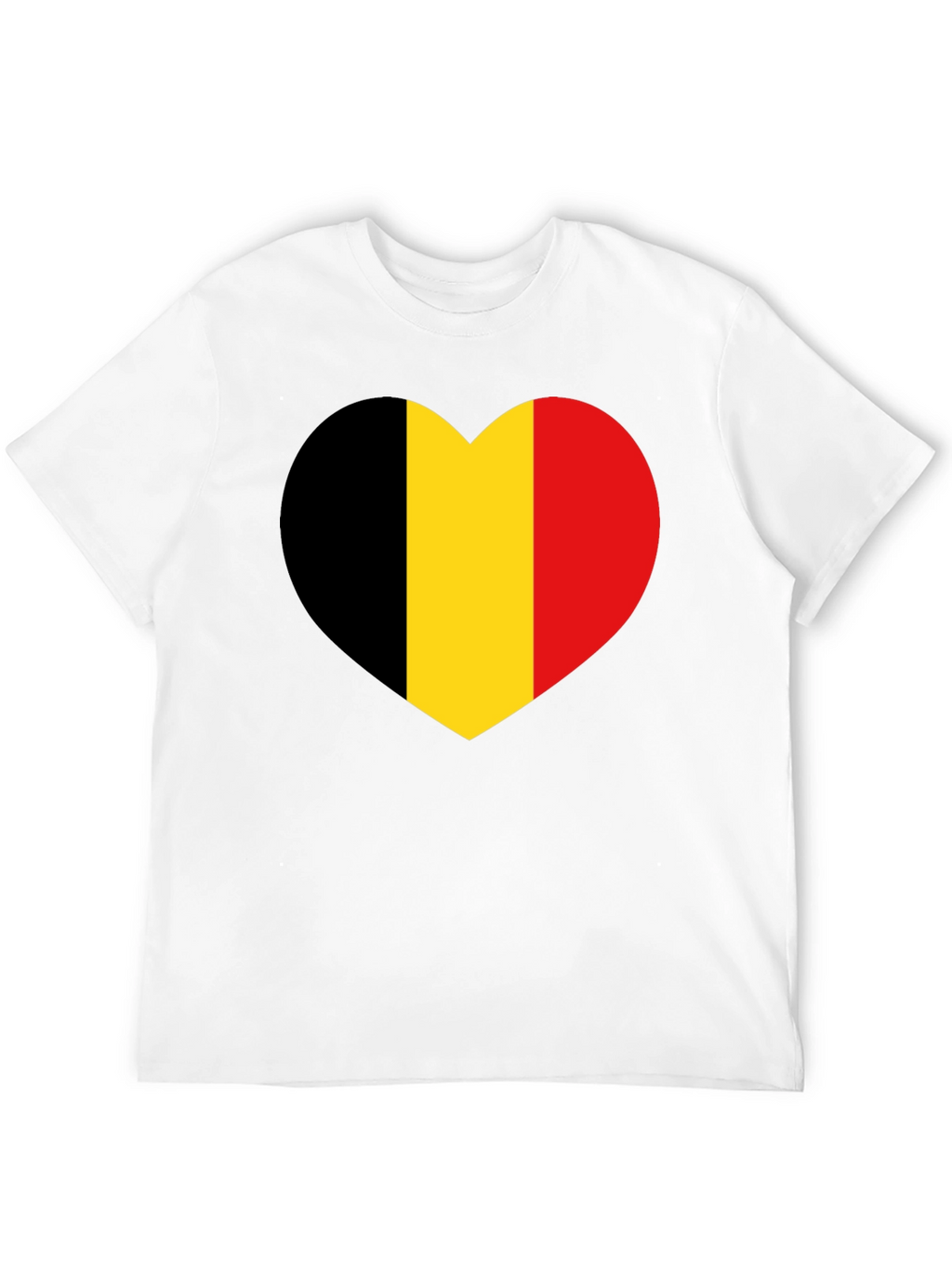 Belgium Flag Heart Graphic Tee - Black Cotton Shirt