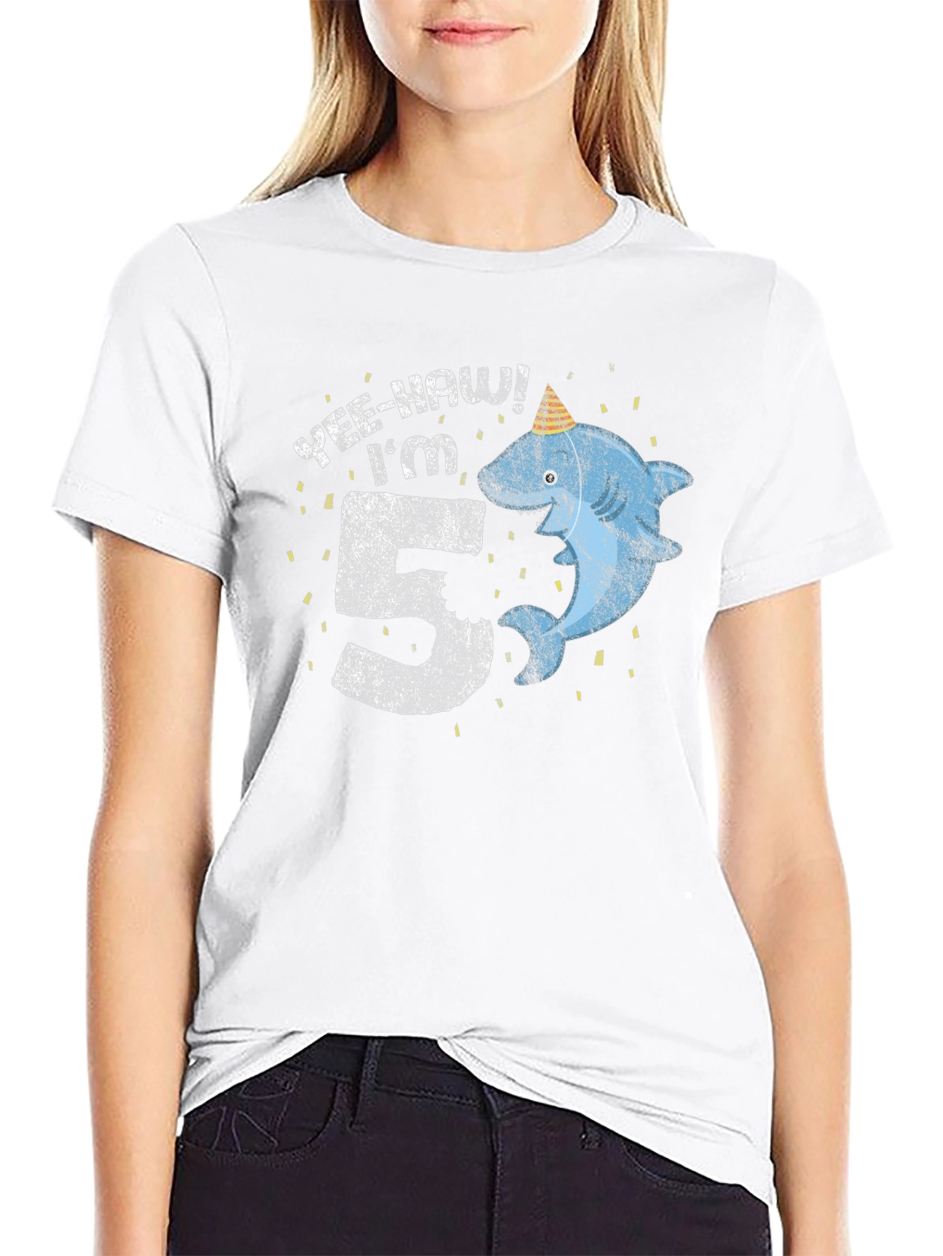 Yee-Haw Im 5 Shark Birthday Tee