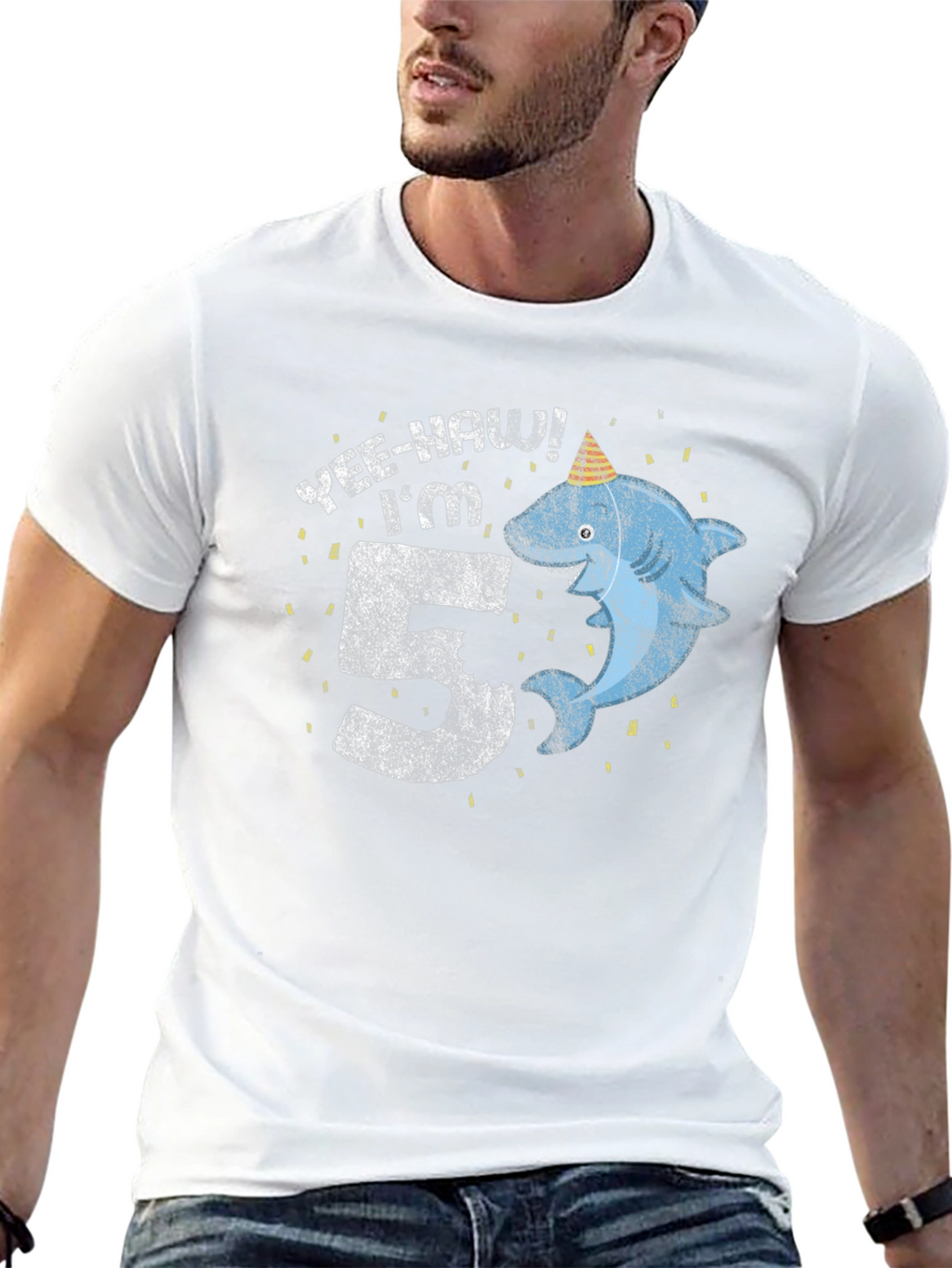Yee-Haw Im 5 Shark Birthday Tee