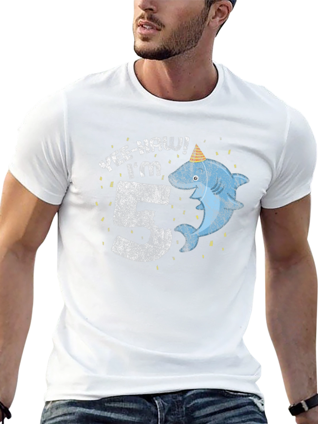 Yee-Haw Im 5 Shark Birthday Tee