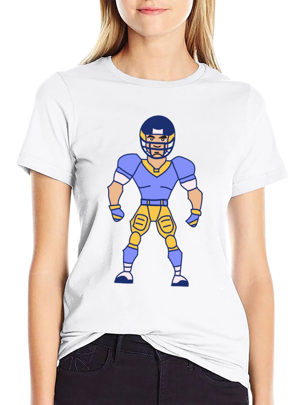 Cartoon Football Player Graphic T-Shirt