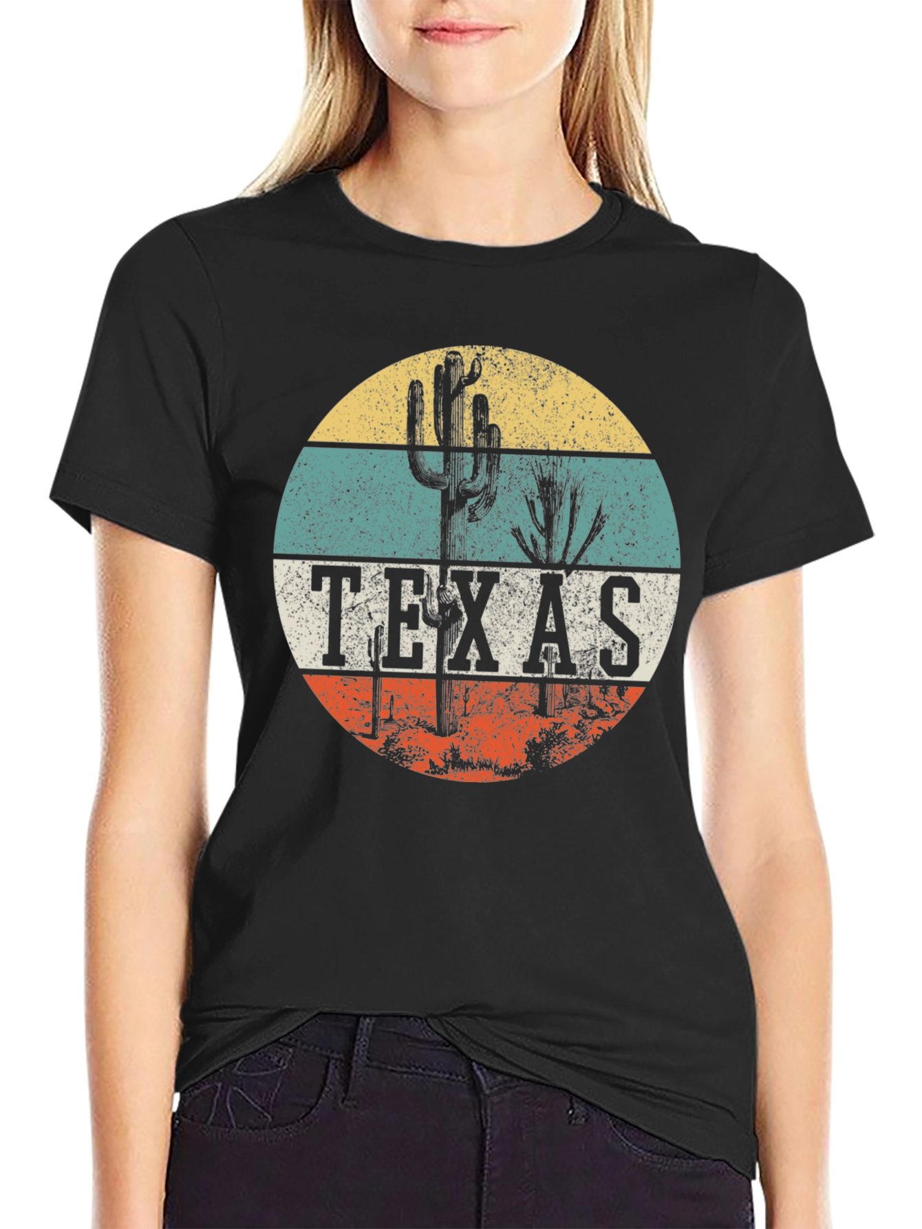 Retro Texas Cactus Graphic Tee - Vintage Style