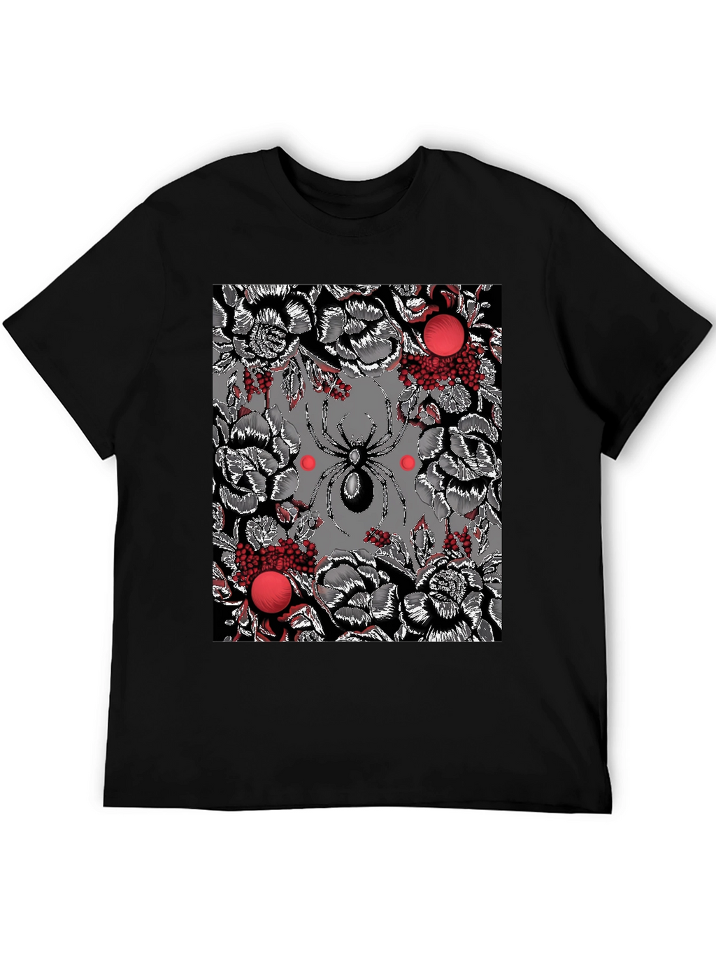 Floral Spider Graphic Black T-Shirt