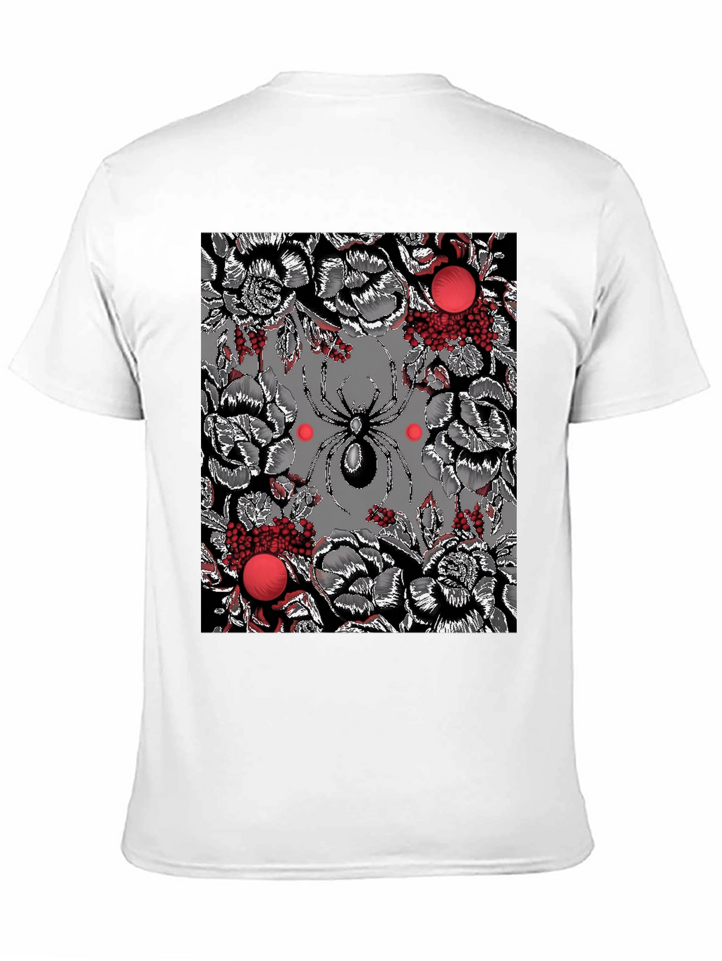 Floral Spider Graphic Black T-Shirt