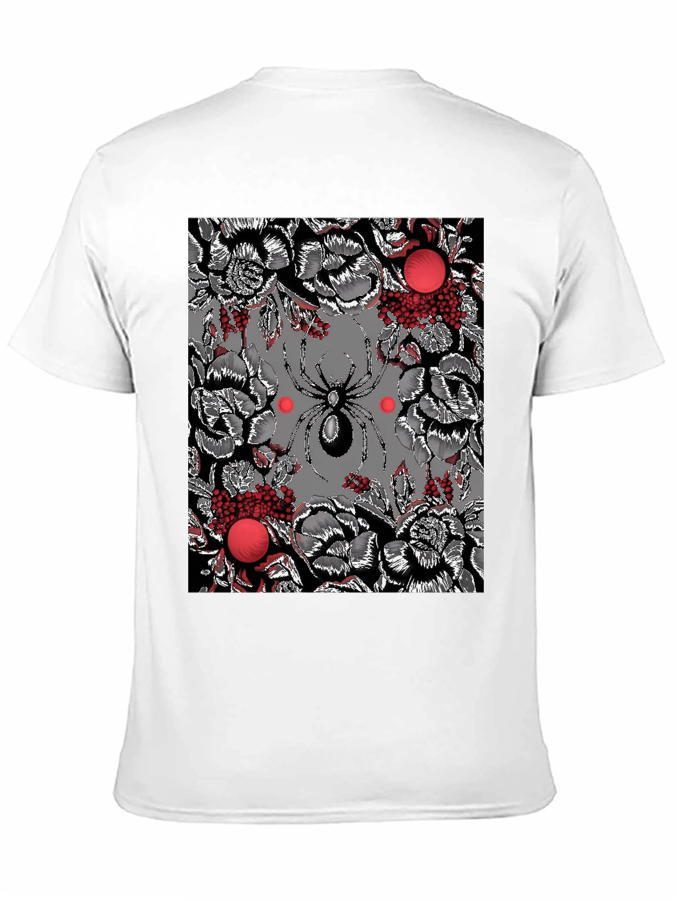 Floral Spider Graphic Black T-Shirt