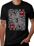 Floral Spider Graphic Black T-Shirt