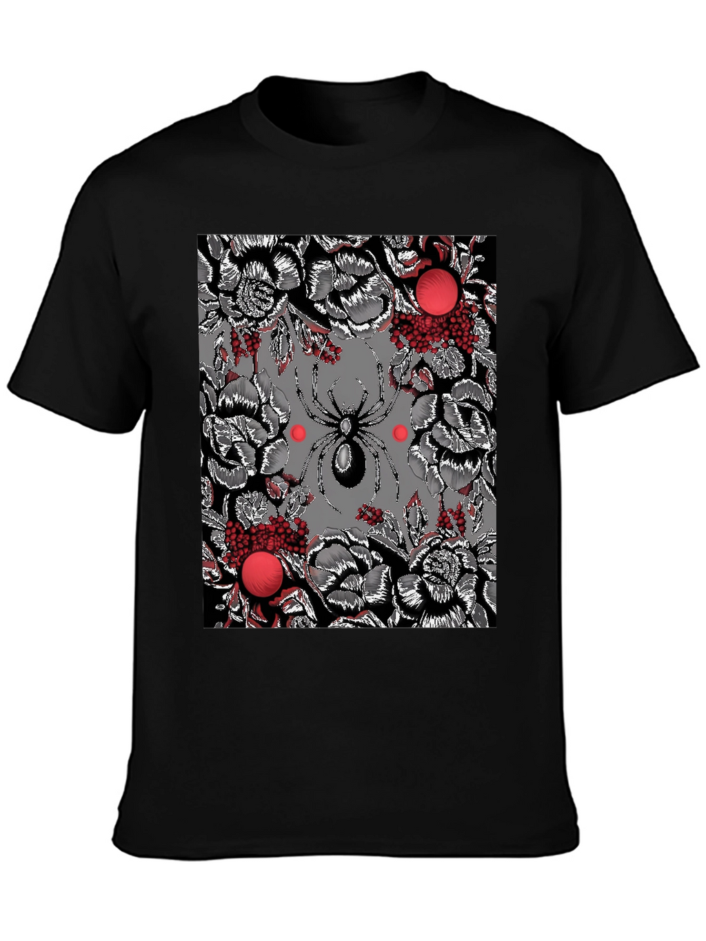 Floral Spider Graphic Black T-Shirt