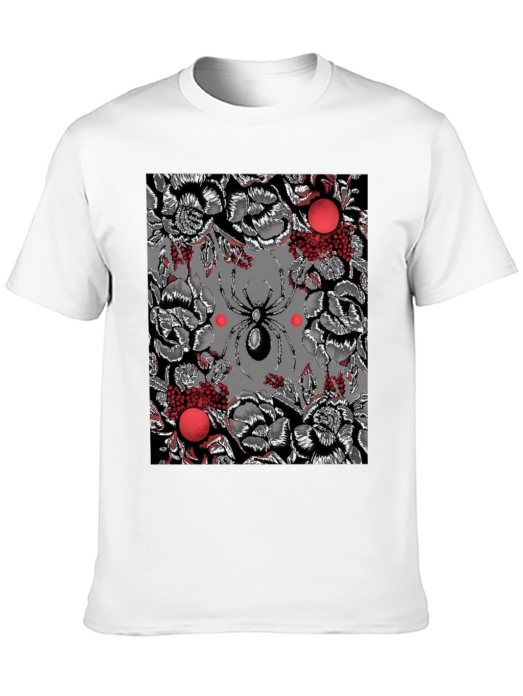 Floral Spider Graphic Black T-Shirt