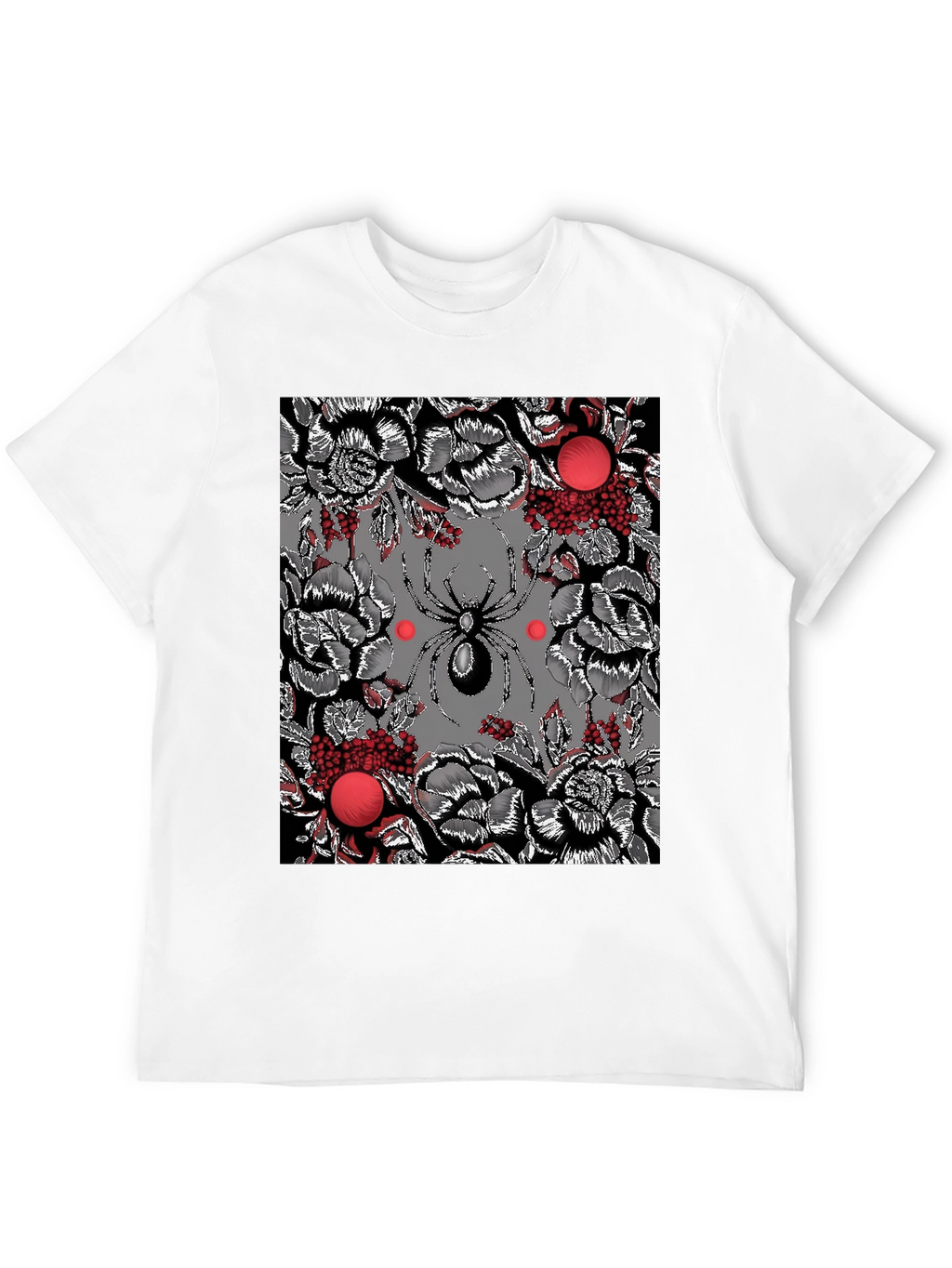 Floral Spider Graphic Black T-Shirt