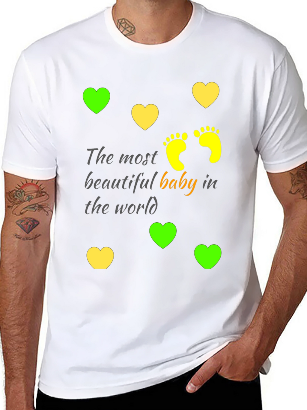 Cute Baby Footprint Heart T-Shirt