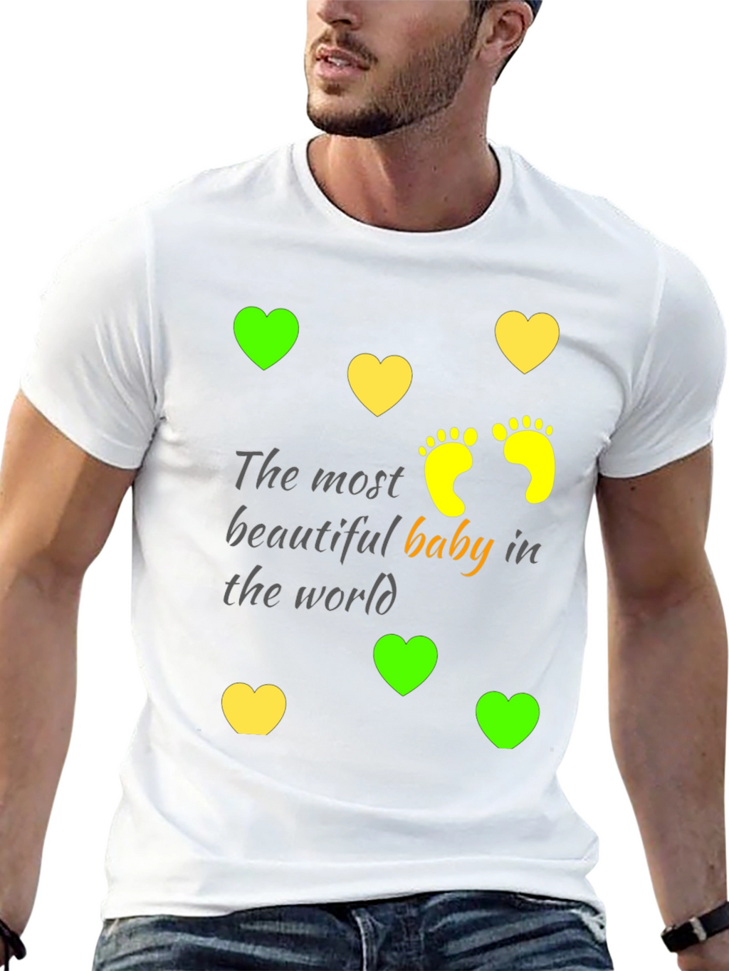 Cute Baby Footprint Heart T-Shirt