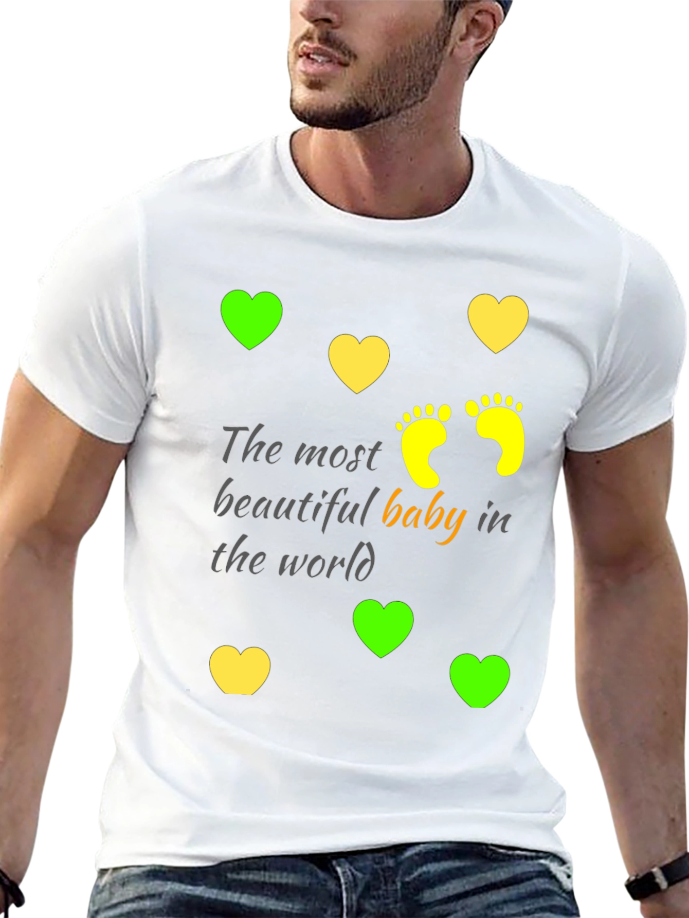 Cute Baby Footprint Heart T-Shirt