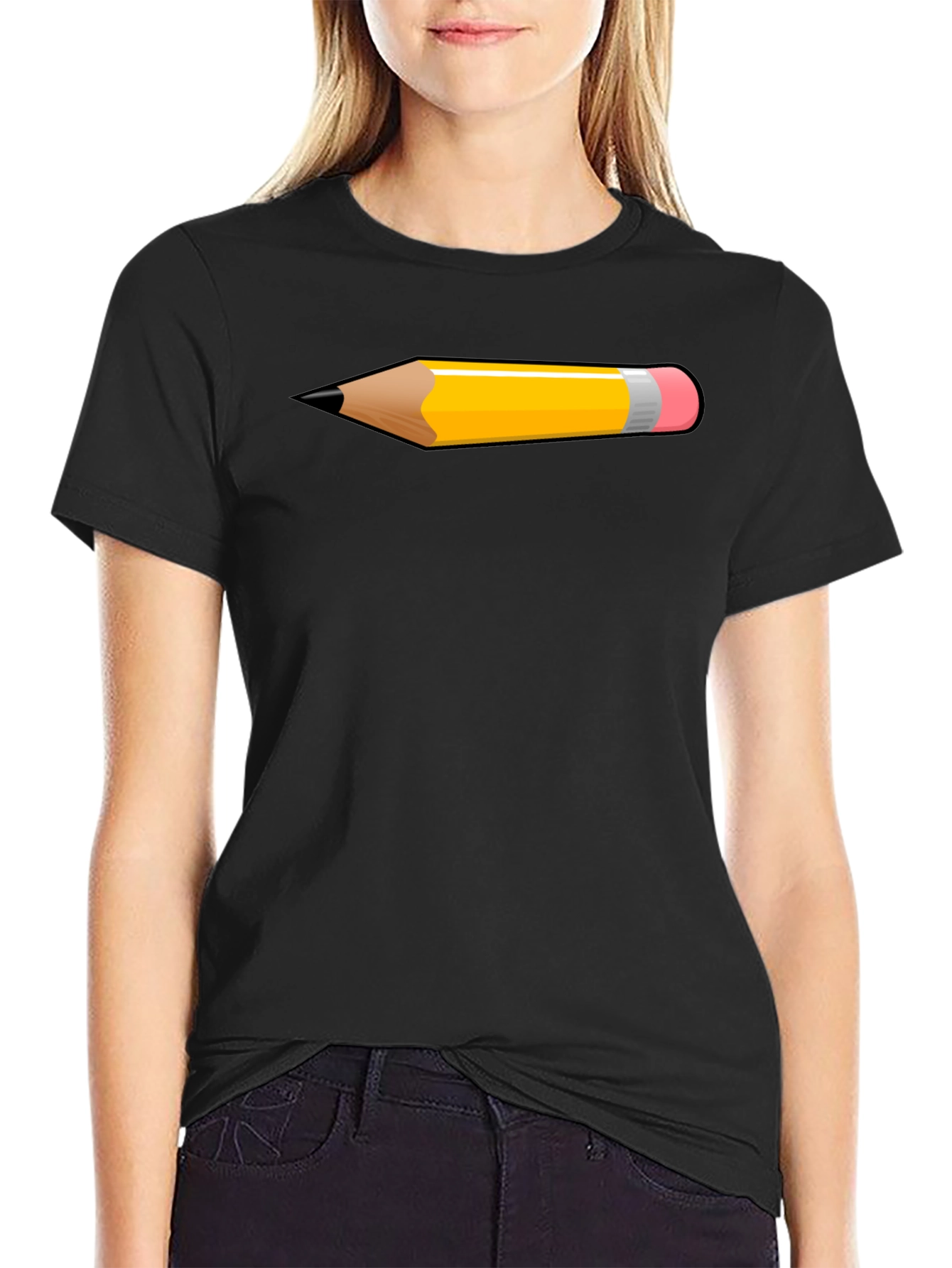 Pencil Graphic Tee - Artsy Black T-Shirt