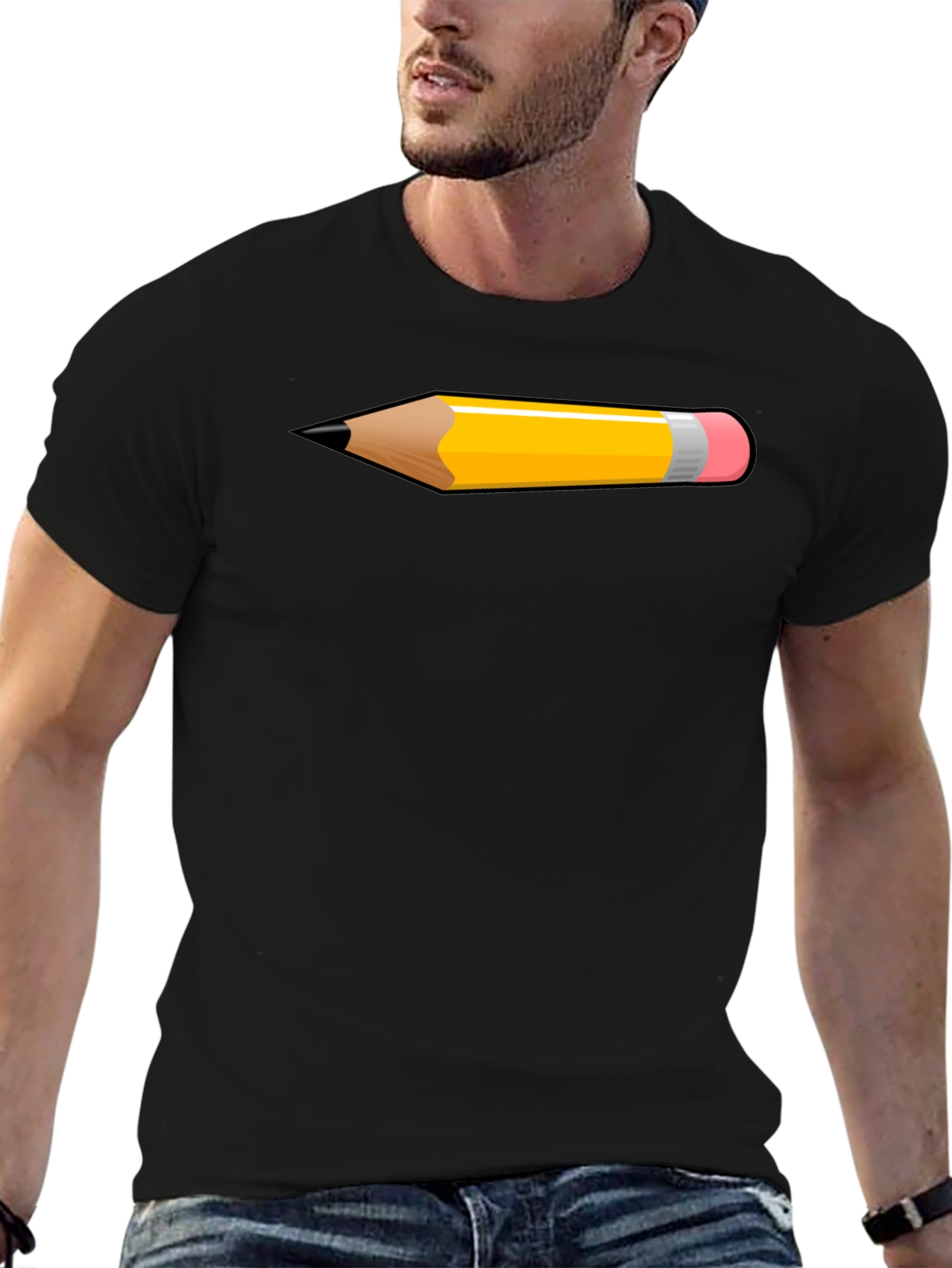 Pencil Graphic Tee - Artsy Black T-Shirt