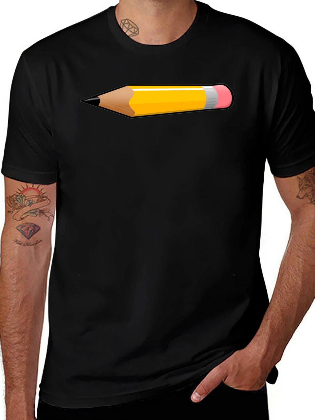 Pencil Graphic Tee - Artsy Black T-Shirt