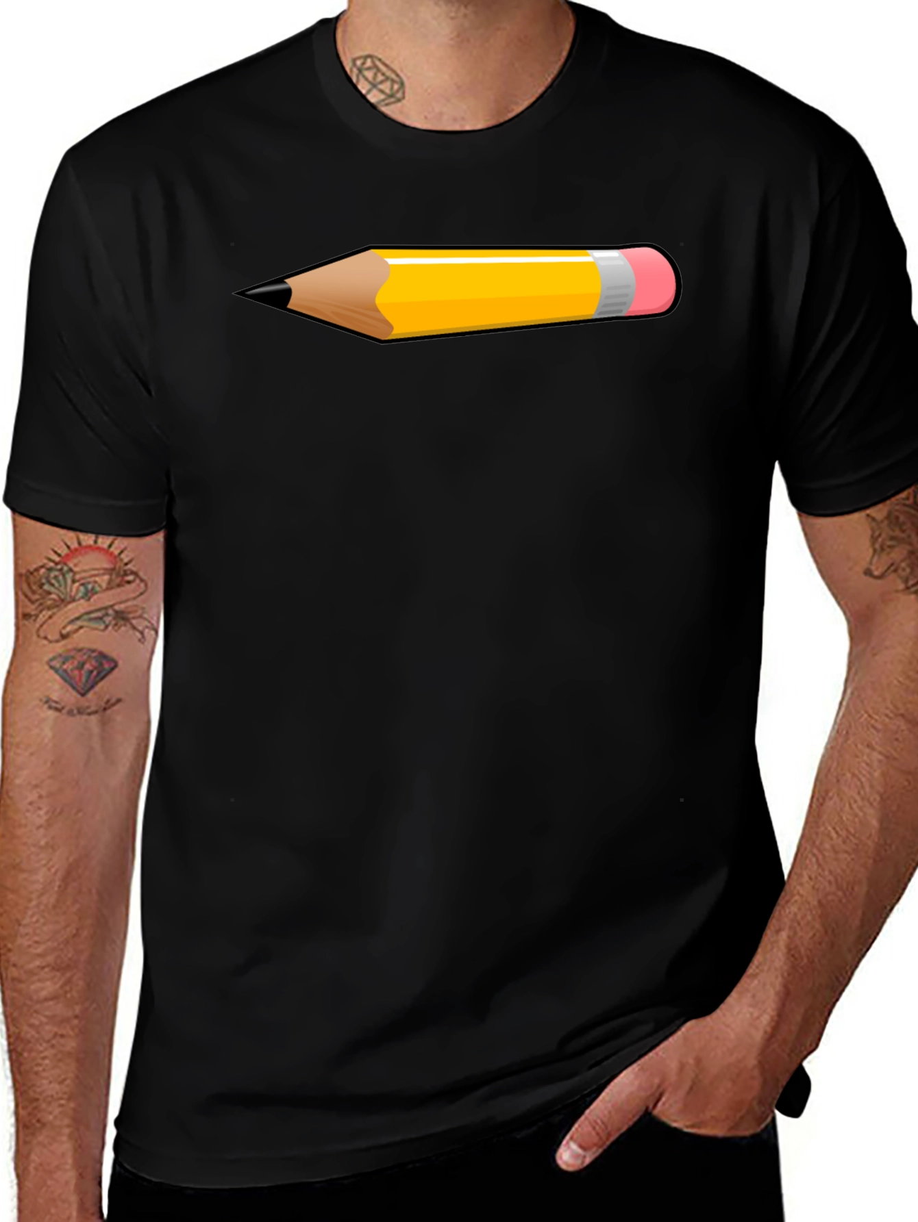 Pencil Graphic Tee - Artsy Black T-Shirt