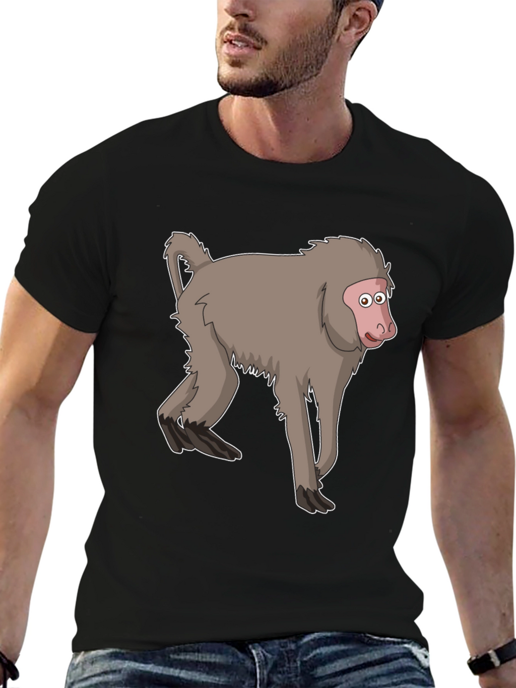 Monkey Cartoon T-Shirt - Unisex Black Tee