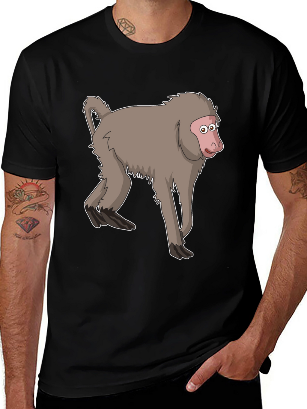 Monkey Cartoon T-Shirt - Unisex Black Tee