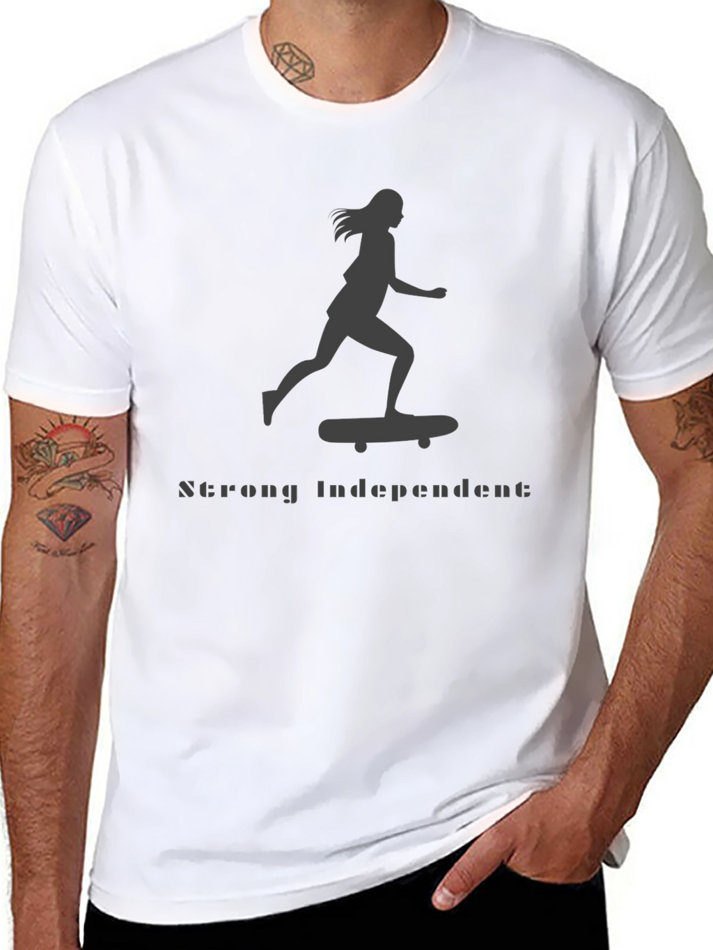 Strong Independent Woman Skateboarder Graphic Tee