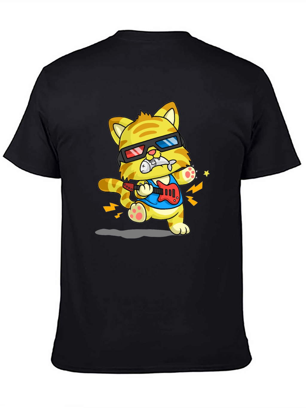 Cool Cat Guitarist Graphic T-Shirt