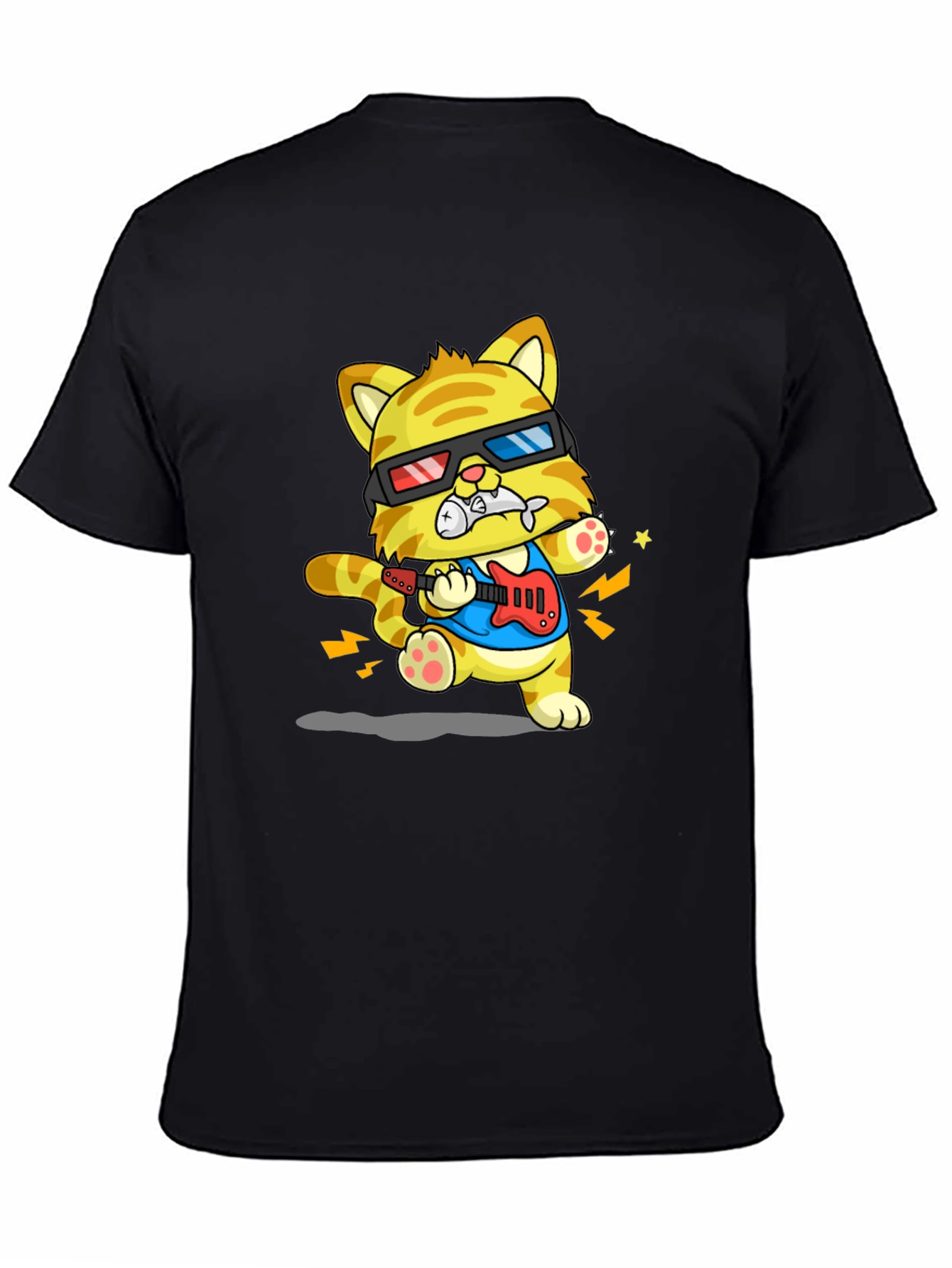 Cool Cat Guitarist Graphic T-Shirt