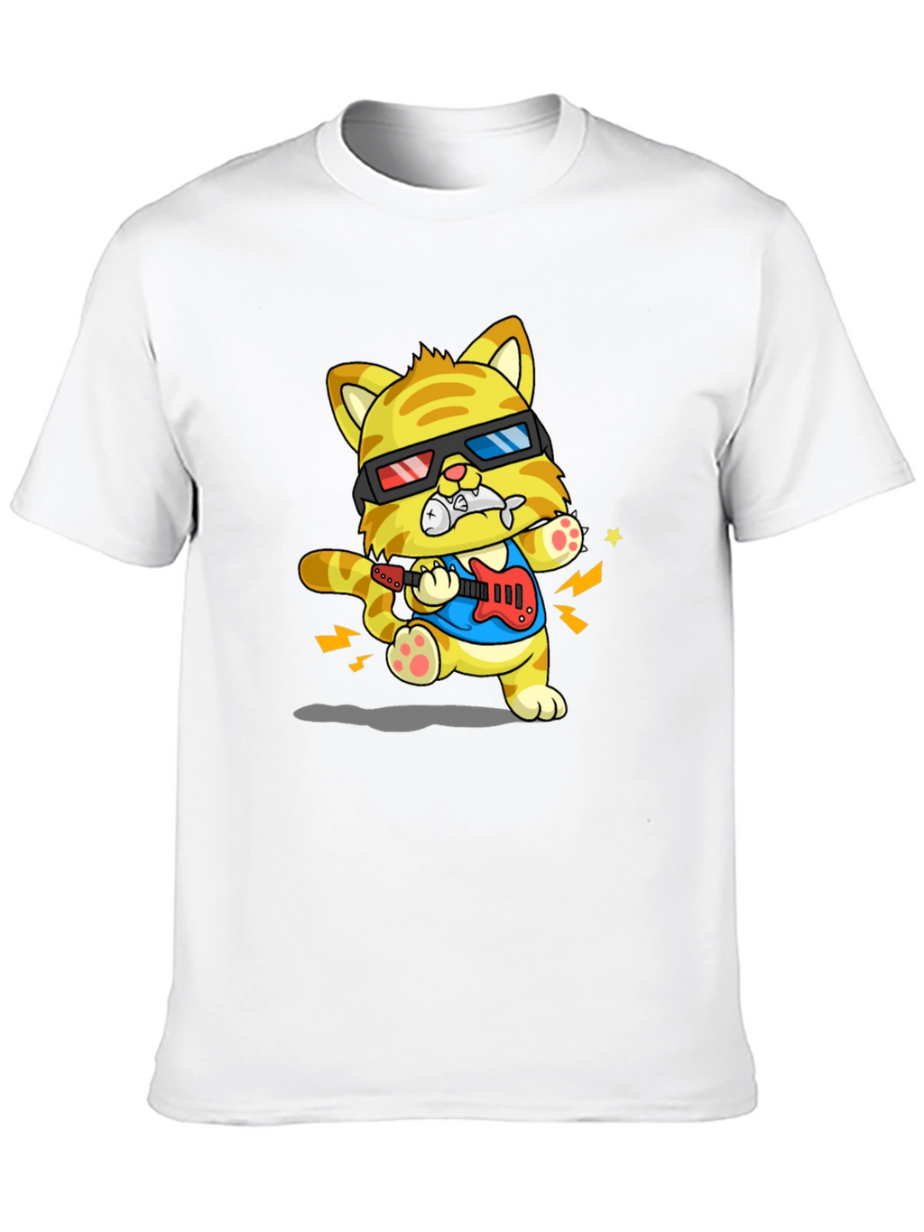 Cool Cat Guitarist Graphic T-Shirt