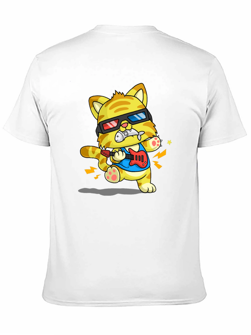 Cool Cat Guitarist Graphic T-Shirt
