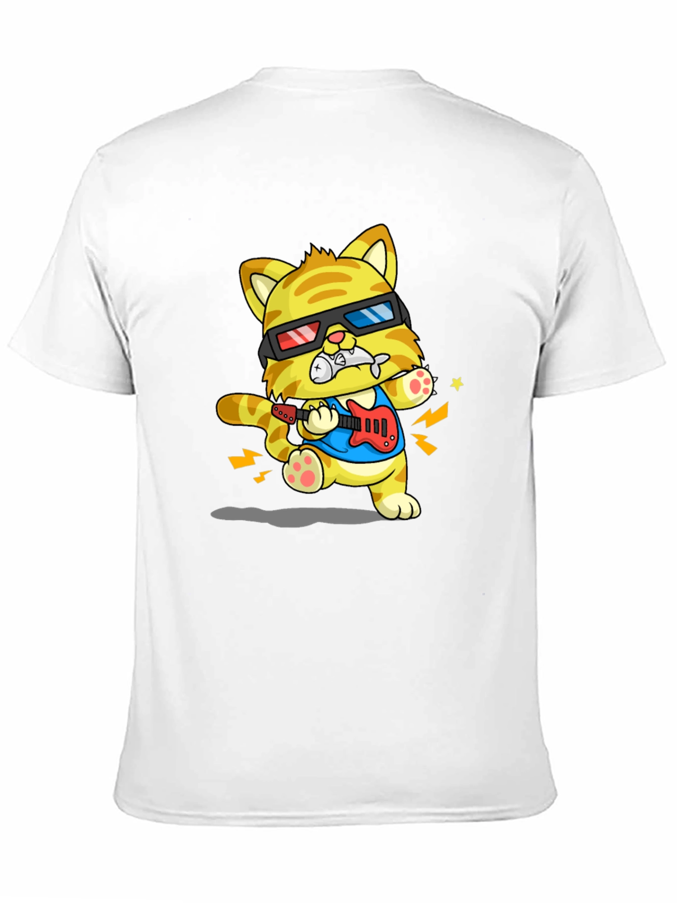 Cool Cat Guitarist Graphic T-Shirt