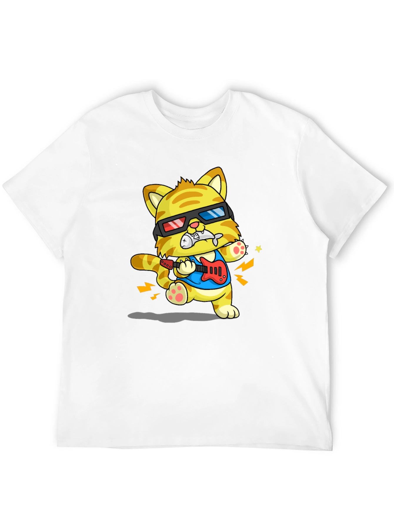 Cool Cat Guitarist Graphic T-Shirt