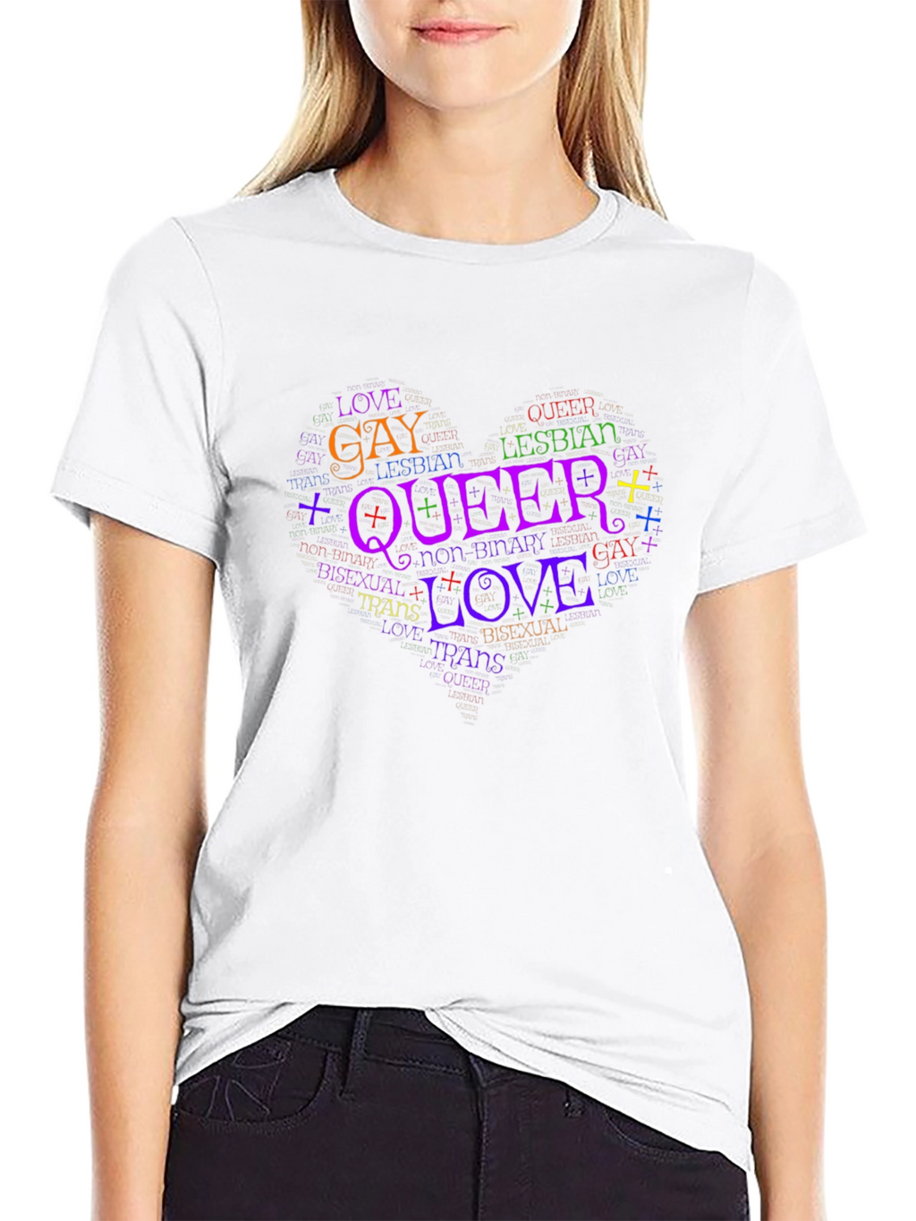 LGBTQ+ Pride Love Queer Word Art T-Shirt