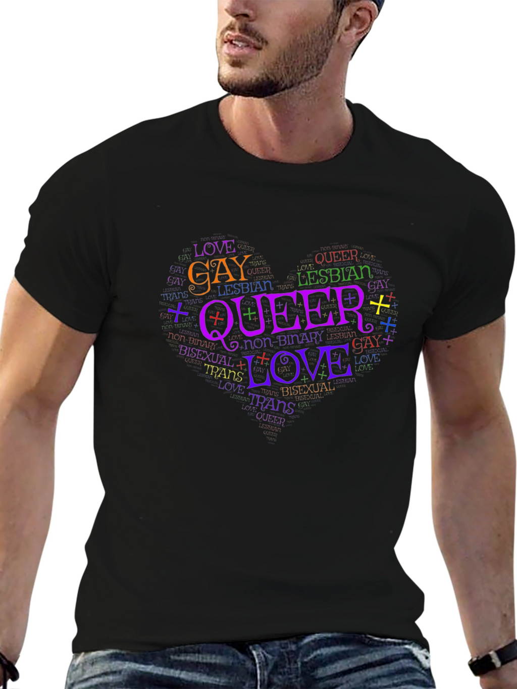 LGBTQ+ Pride Love Queer Word Art T-Shirt