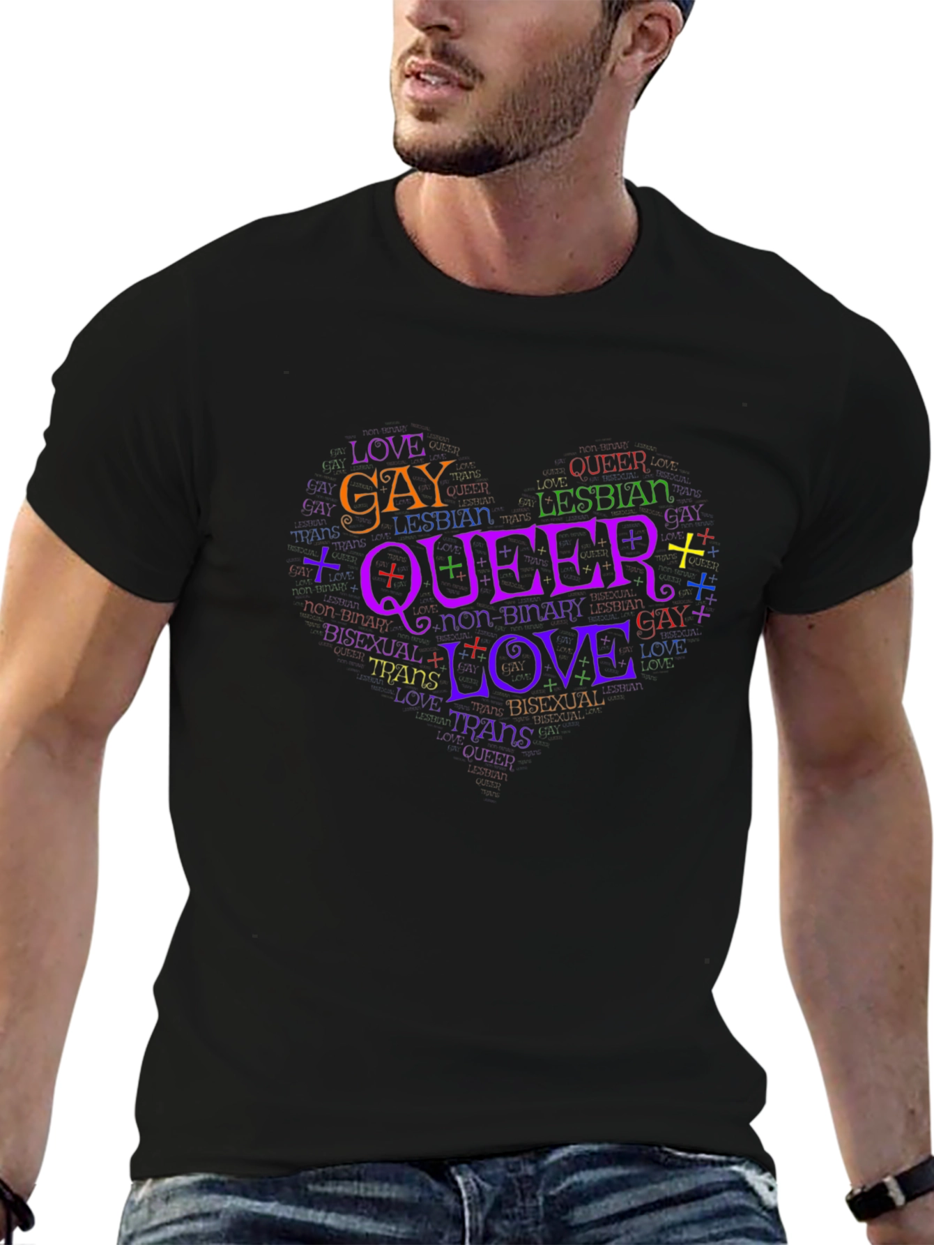 LGBTQ+ Pride Love Queer Word Art T-Shirt