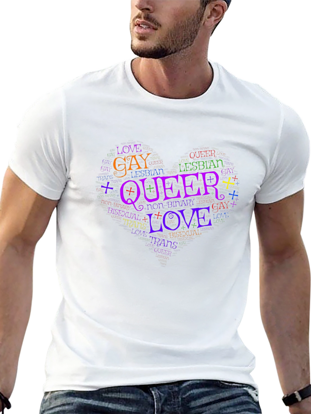 LGBTQ+ Pride Love Queer Word Art T-Shirt