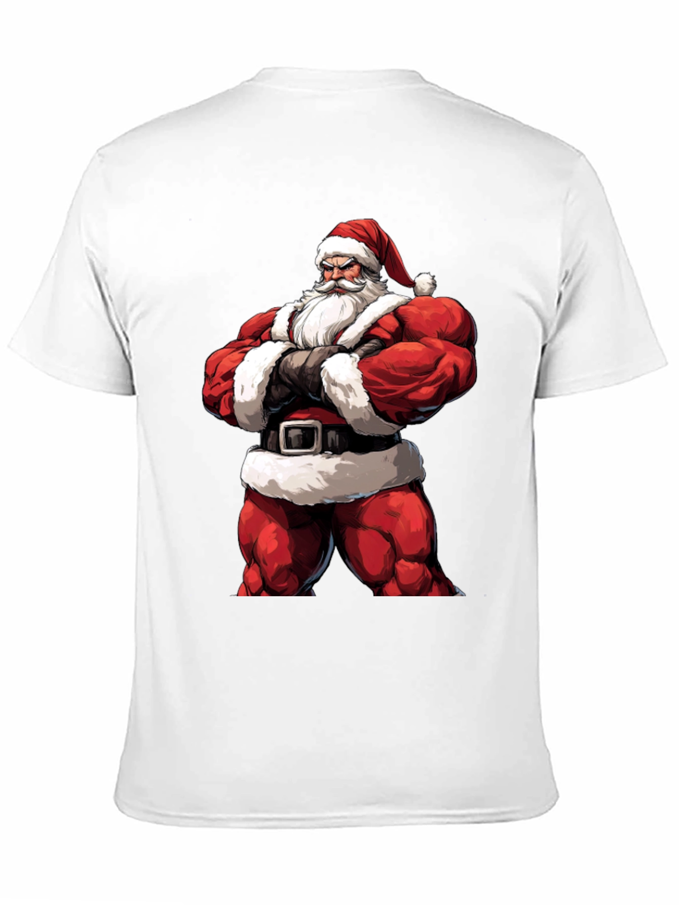 Muscle Santa Black T-Shirt: Holiday Fitness