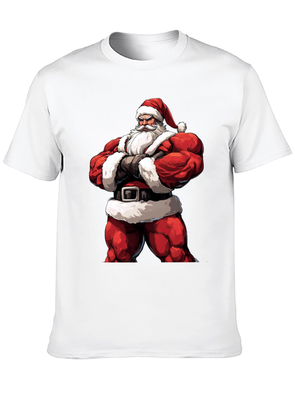 Muscle Santa Black T-Shirt: Holiday Fitness