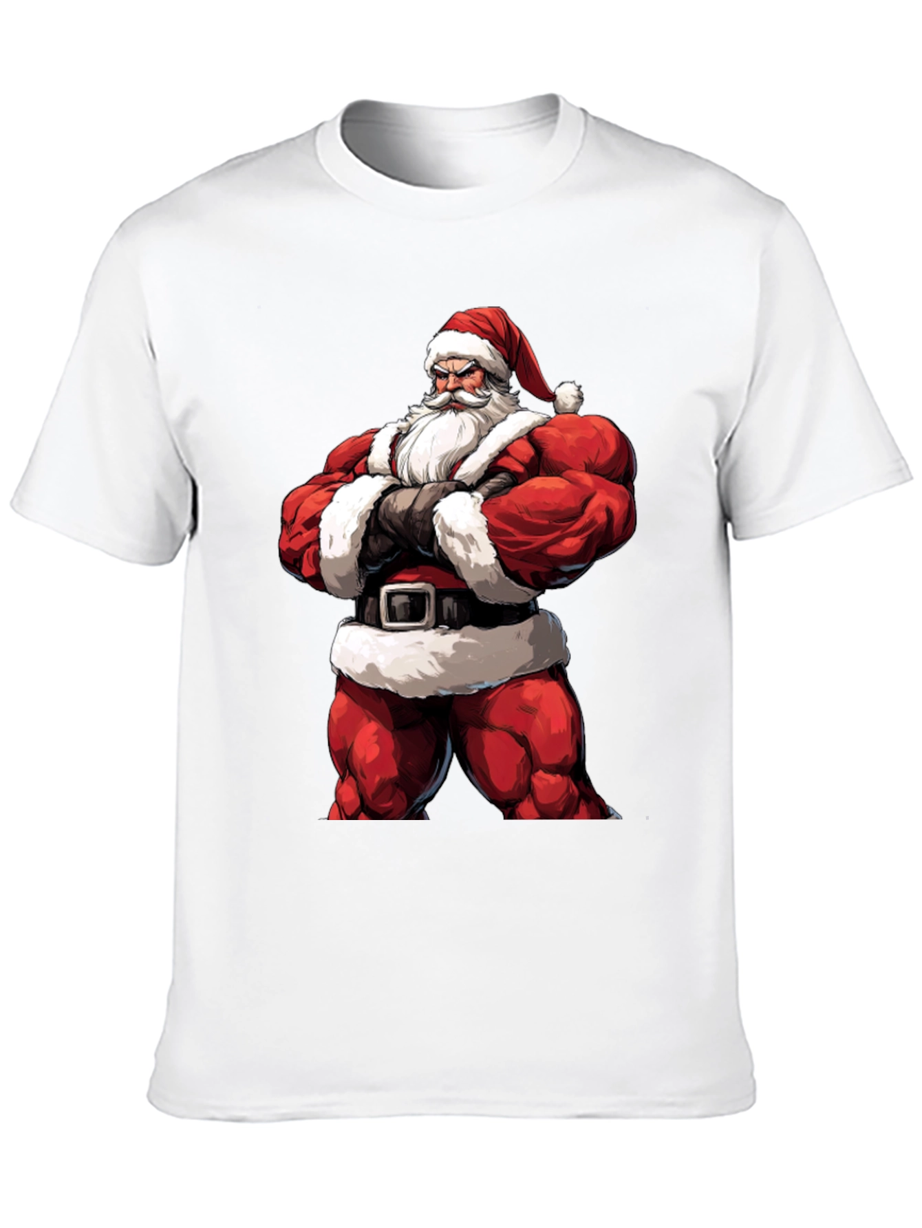 Muscle Santa Black T-Shirt: Holiday Fitness