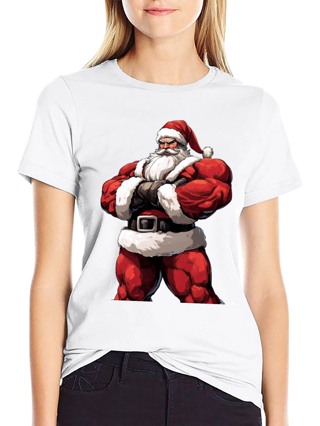 Muscle Santa Black T-Shirt: Holiday Fitness