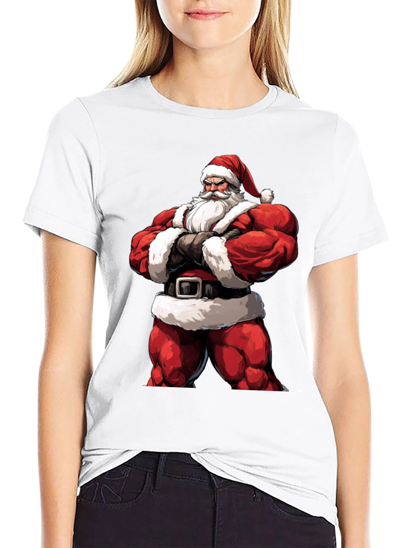 Muscle Santa Black T-Shirt: Holiday Fitness