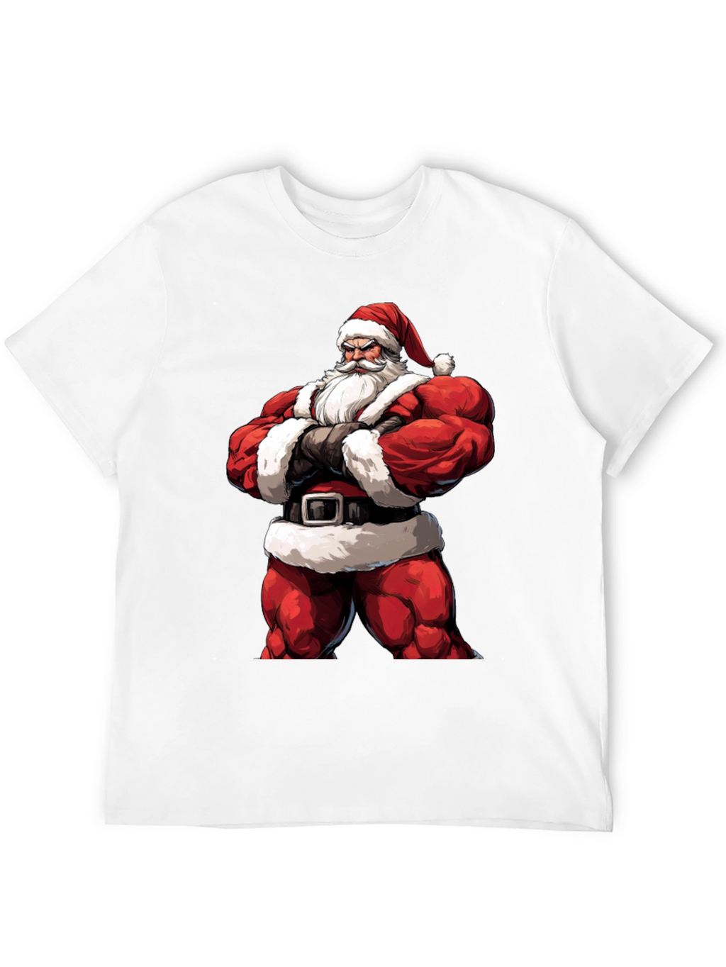 Muscle Santa Black T-Shirt: Holiday Fitness