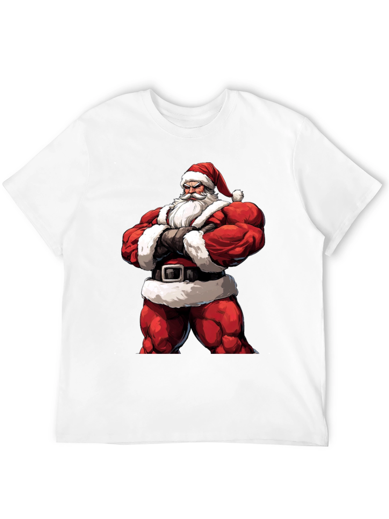 Muscle Santa Black T-Shirt: Holiday Fitness
