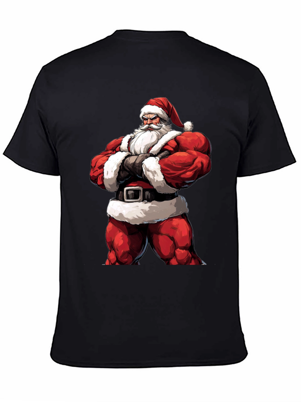 Muscle Santa Black T-Shirt: Holiday Fitness